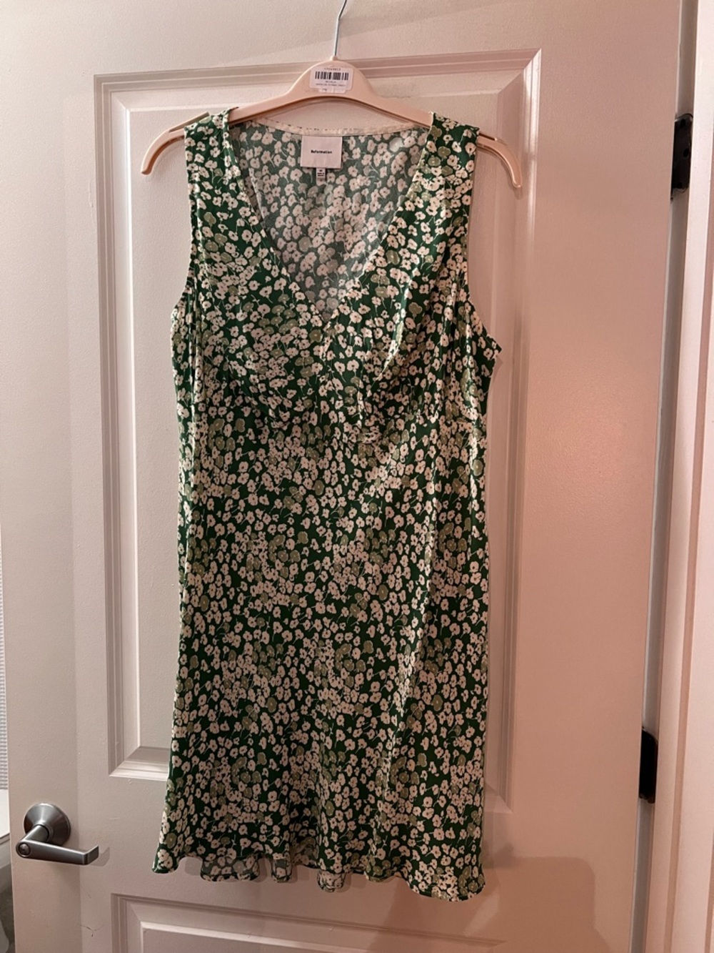 Reformation Green Mini Dress with White Floral Print